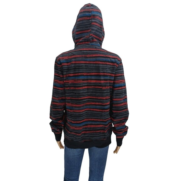 Hoodie Buddie Men's MEDIUM Grunge Mma Y2k Allover Stripe Print Full Zip (READ) - Picture 5 of 10